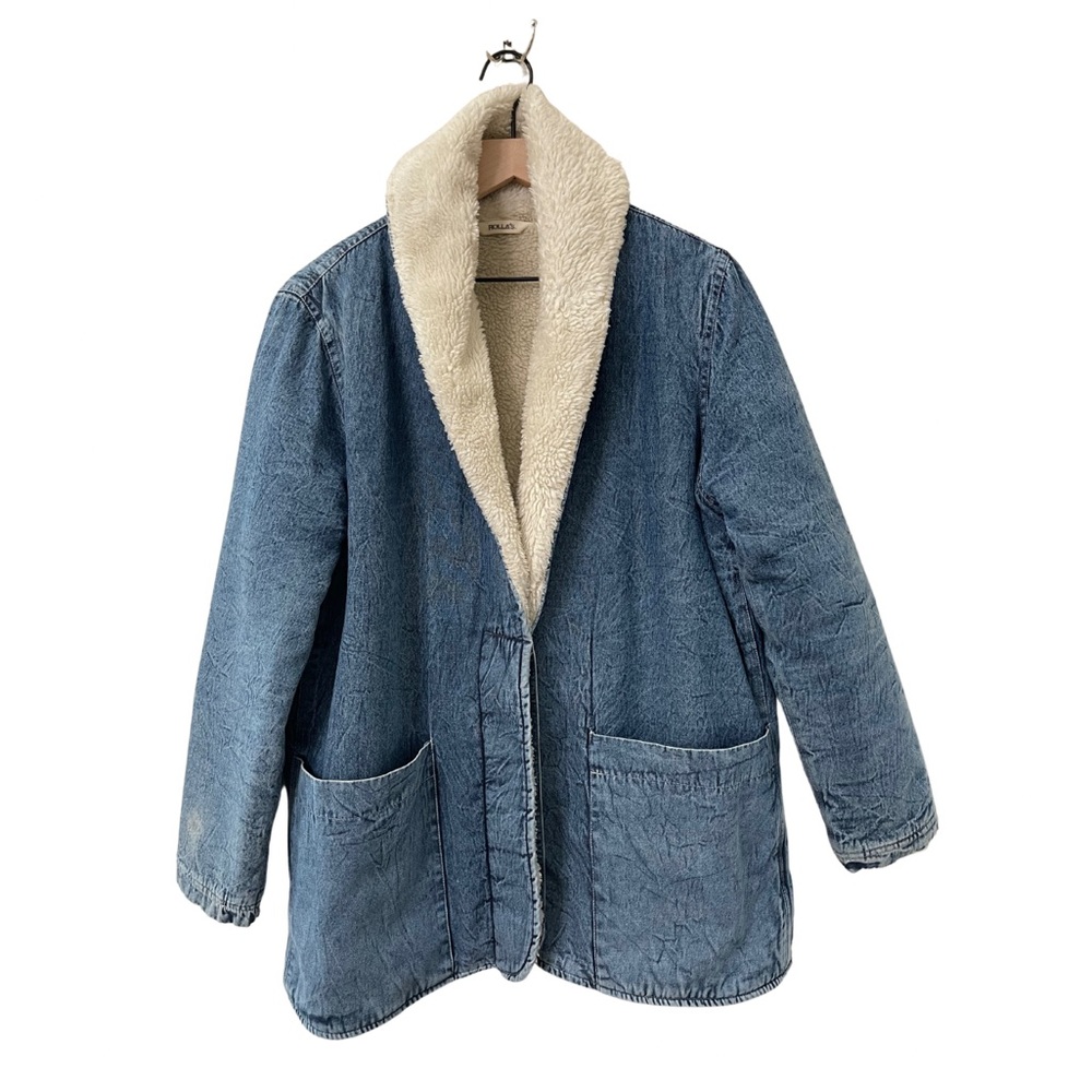 Rolla’s Denim Chambray Blue Sherpa Jacket Size Large